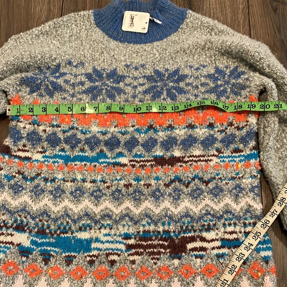 Free People Gray Fair Isle Snow Bunny Sweater Dress Small - Picture 8 of 9